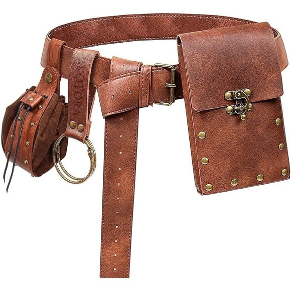 Women Brown Belt Pouch Coin Purse Skirt Hike Set Medieval Festival Costu…